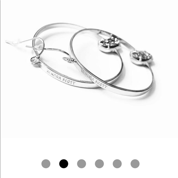 Kendra Scott Silver Elora Hoop Earrings with Platinum Drusy - Picture 3 of 4